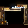 Industrial Style Activity Entrance with Expand Industry Works and Gear Clock Decorations