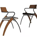 Modern Accent Chairs With Wooden Backrests Metal Frames And White Black Cushions