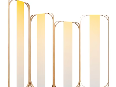 Modern Room Divider Set with Gold Frame and Gradient Yellow White Panels 3d model