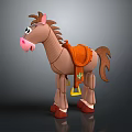 Brown Plush Horse Toy With Pink Nose And Orange Saddle Details