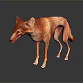 Animated Orange Fox 3D Model Standing As Game And Movie Character With Yellow Eyes