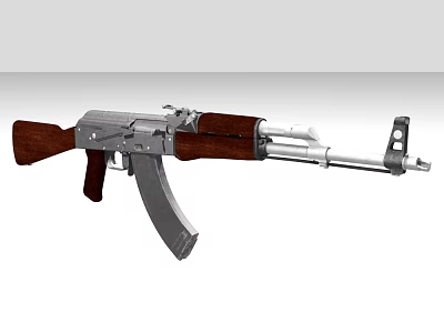 Assault Rifle With Wooden Stock Grip And Metal Barrel Magazine Design 3d model