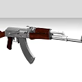 Assault Rifle With Wooden Stock Grip And Metal Barrel Magazine Design