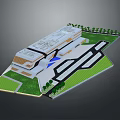 Efficient Commercial Equipment in Modern Commercial Building With Green Landscaping and Functional Layout