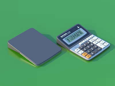 Practical Daily Household Items Digital Scale And Taxmaster Calculator With Gray Body And Digital 3d model