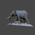 Realistic Elephant Sculpture Featuring Adult And Baby Elephants On Base