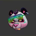 Cute Panda Plush Toy Wearing Colorful Sunglasses With Pink Nose And Tongue Out