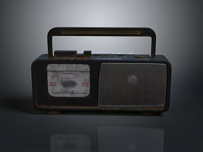 Vintage Electronic Radio With Classic Handle And Control Panel Retro Design Speaker Grill Appliance 3d model