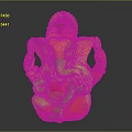 White Elephant Headed Hindu Deity Statue in Sitting Posture with Multiple Carved Arms