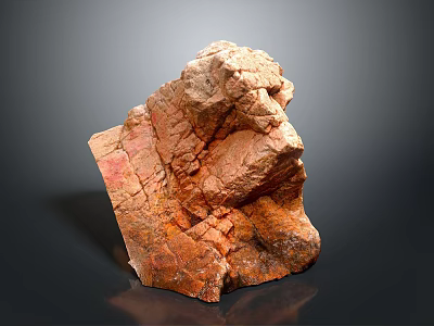 Natural Red Brown Wood Stone With Textured Surface And Irregular Shape 3d model