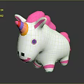 Cute Unicorn Game Movie Character With White Body Pink Mane Purple Eyes And Colorful Horn