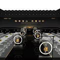 Large Event Venue With Arranged Seats Circular Stage Installations And Blue Lighting 3d model