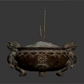 Traditional Incense Burner with Three Legs and Patterns for Daily Use Items