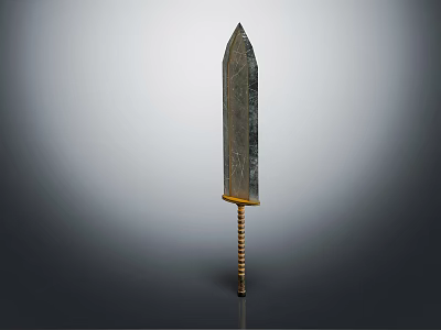 Decorative Sword With Golden Handle Intricate Blade On Gradient Gray Background 3d model