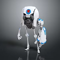 Mechanical Robot Character With White Blue Accents And Red Circular Eye
