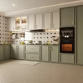 Modern Open Kitchen Interior Design With Green Cabinets Island Counter And Appliances