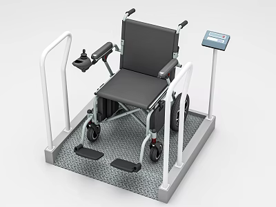 Medical Equipment for Wheelchair Weighing with Handrails Platform and Digital 3d model