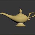 Golden Decorative Tea Pot With Slender Spout Ornate Patterns And Reflective Surface 3d model
