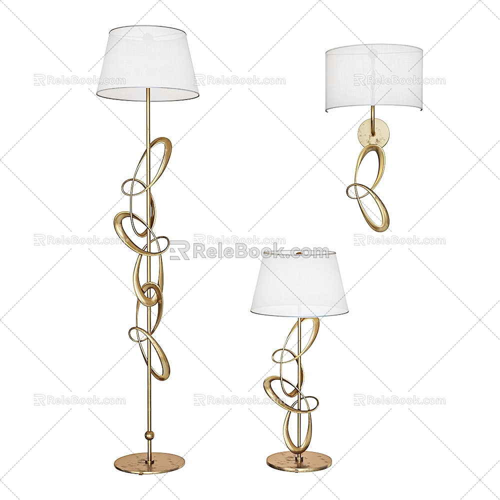 Modern table lamp floor lamp wall lamp combination 3d model