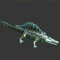 Vibrant Reptile Featuring Green Blue Body And Orange Back Spikes 3D Render