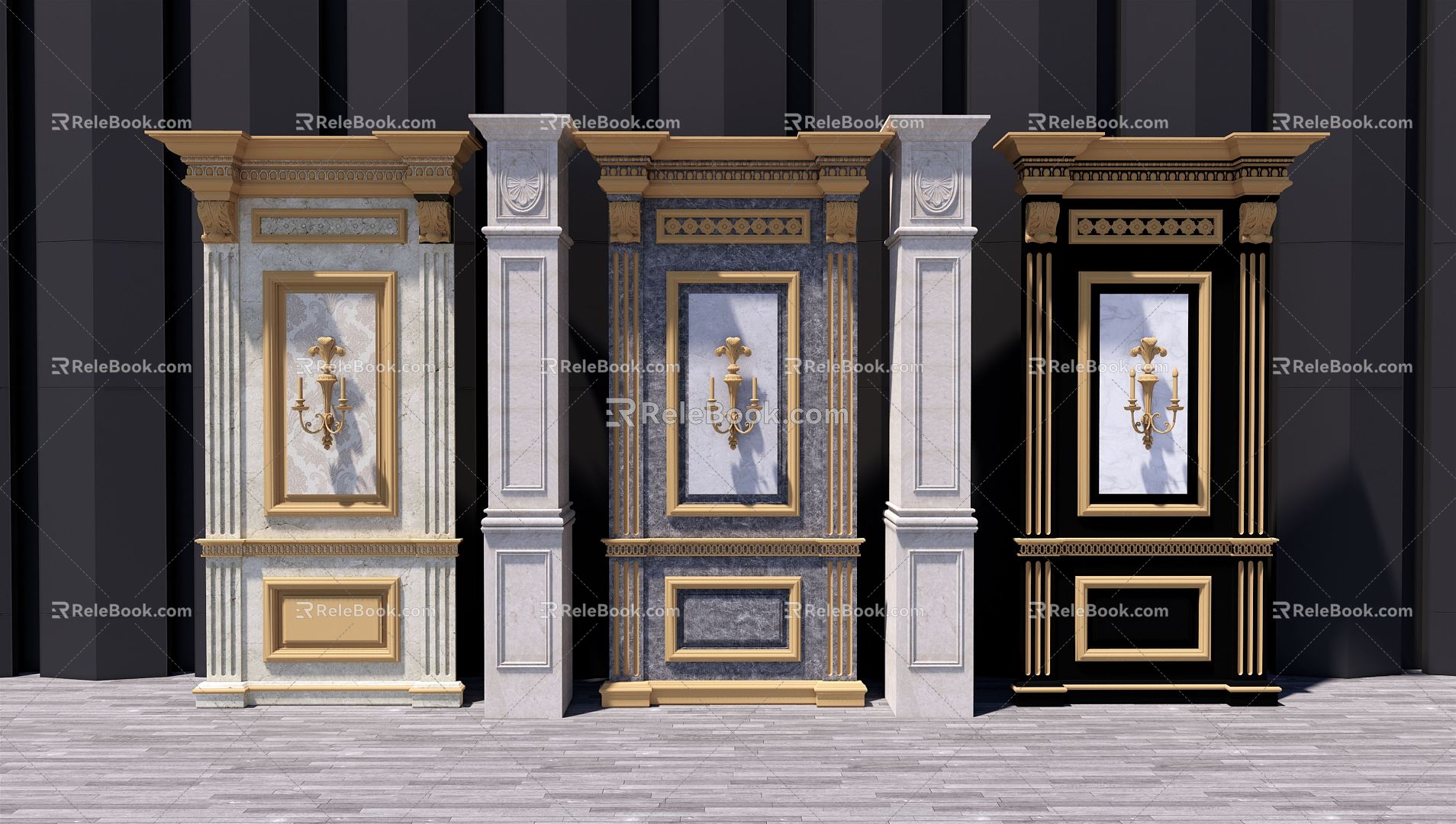 European-style wall panel decorative column 3d model