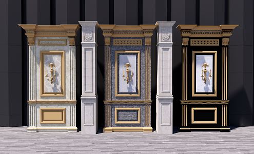 European-style wall panel decorative column 3d model