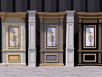 European-style wall panel decorative column 3d model