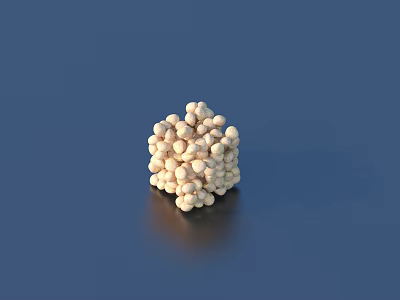 Cube Shaped Household Item Made of Small White Beads on Blue Surface with Reflection 3d model