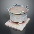 Decorative Household Metal Container With Ring Handles And Carved Patterns On Square Base