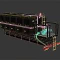 Freight Train Car With Multiple Storage Tanks And Ladder
