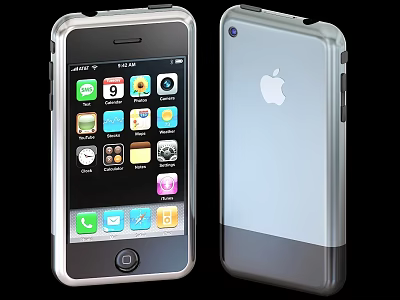 iPhone Smartphone Front Back View With Transparent Protective Case And App Icons 3d model
