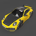 Yellow and Black Sports Car Exterior With Aerodynamic Rear Spoiler Black Roof and Wheels