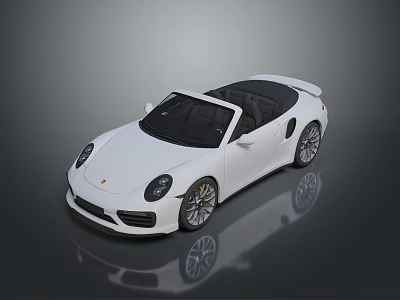 White Convertible Sports Car With Sleek Design And Black Top Alloy Wheels 3d model