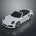 White Convertible Sports Car With Sleek Design And Black Top Alloy Wheels