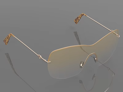 Fashionable Gold Frame Sunglasses With Gradient Lenses And Decorative Temples Design 3d model