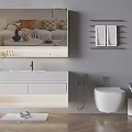 Modern Bathroom Vanity Cabinet With Sink Faucet Mirror Lighting Toilet And Towel Rack