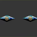 Fashion Earrings With Golden Top And Blue Diamond Cut Sparkling Gemstone