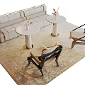 Stylish Modern Negotiation Table And Chairs With Round Tops And Vases In Living Area