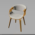 Modern Wooden Frame Chair With Light Fabric Seat And Backrest Design
