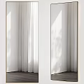 Modern Full Length Mirror Reflecting White Curtains And Sunlight In Room
