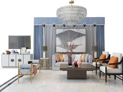 Sofa coffee table combination 3d model