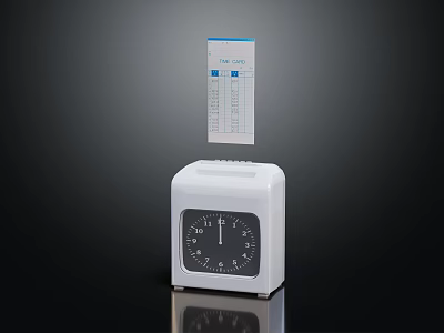 White Industrial Equipment with Clock Display and Printed Paper Featuring Blue Text and Charts 3d model