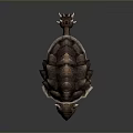 Mythical Turtle With Rock Like Shell Horned Head Rough Skin And Spiked Tail