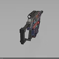 Futuristic Sci Fi Gun With Colorful Patterns Scope Red Light Indicator And Metallic Frame 3d model