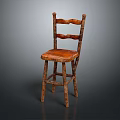 Rustic Wooden Leisure Chair With Slatted Back And Solid Wood Seat Design
