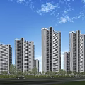 Modern High rise Residential Buildings With Greenery Roadside Cars And Blue Sky
