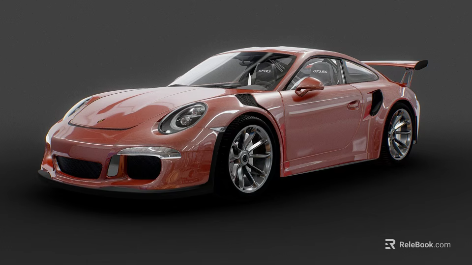 Red Sports Car With Aerodynamic Body Large Alloy Wheels And Rear Spoiler 3d model 