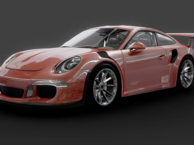 Red Sports Car With Aerodynamic Body Large Alloy Wheels And Rear Spoiler 3d model