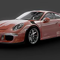 Red Sports Car With Aerodynamic Body Large Alloy Wheels And Rear Spoiler