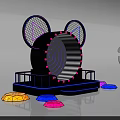 3D Rendered Neon Light Sculpture With Geometric Shapes And Colorful Reflections On Black Background
